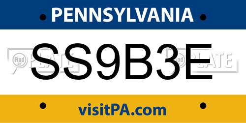 SS9B3E Pennsylvania License Plate