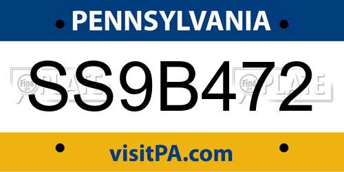 SS9B472 Pennsylvania License Plate