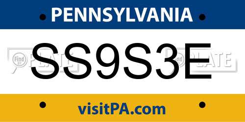 SS9S3E Pennsylvania License Plate
