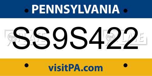 SS9S422 Pennsylvania License Plate