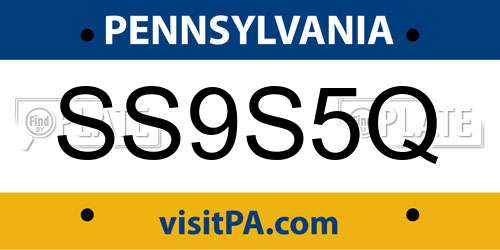 SS9S5Q Pennsylvania License Plate