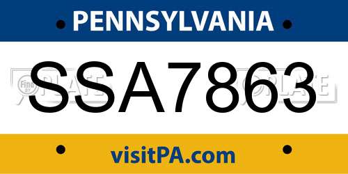 SSA7863 Pennsylvania License Plate