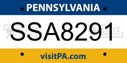 SSA8291 Pennsylvania License Plate
