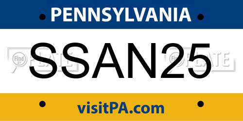 SSAN25 Pennsylvania License Plate