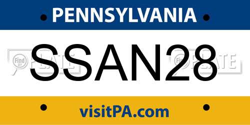 SSAN28 Pennsylvania License Plate