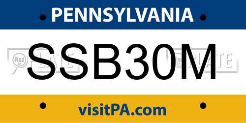 SSB30M Pennsylvania License Plate