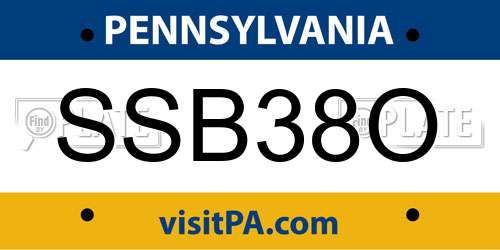 SSB38O Pennsylvania License Plate