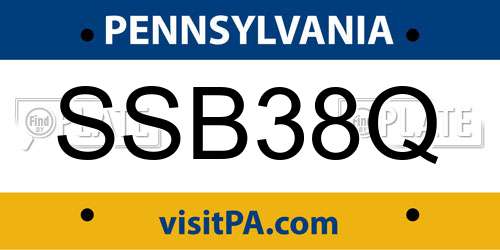 SSB38Q Pennsylvania License Plate