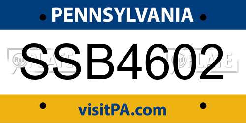 SSB4602 Pennsylvania License Plate
