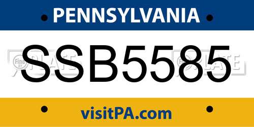 SSB5585 Pennsylvania License Plate