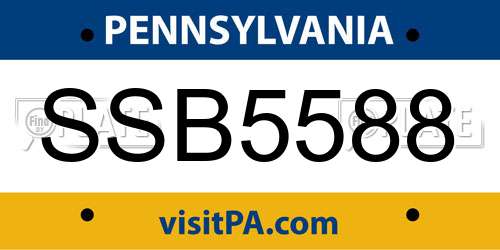 SSB5588 Pennsylvania License Plate