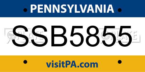 SSB5855 Pennsylvania License Plate