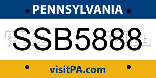 SSB5888 Pennsylvania License Plate