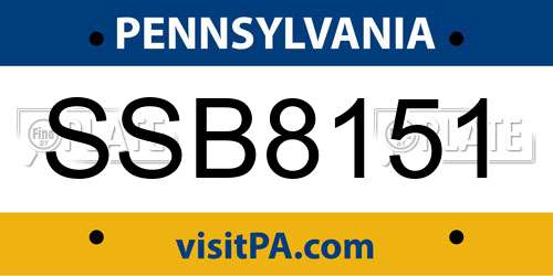 SSB8151 Pennsylvania License Plate