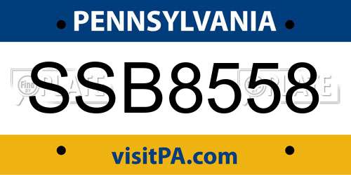 SSB8558 Pennsylvania License Plate