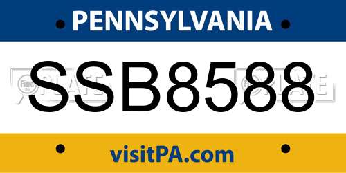 SSB8588 Pennsylvania License Plate