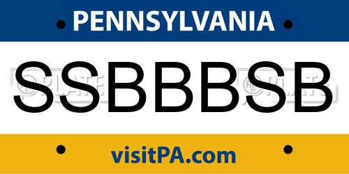 SSBBBSB Pennsylvania License Plate
