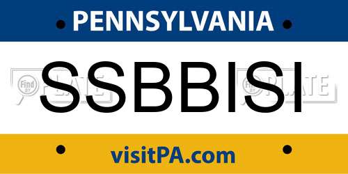 SSBBISI Pennsylvania License Plate