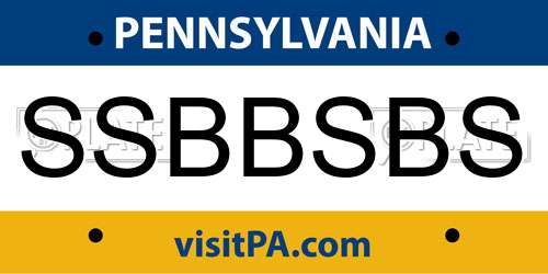 SSBBSBS Pennsylvania License Plate