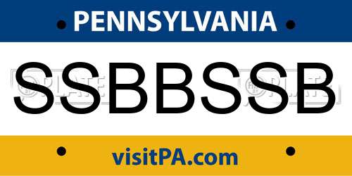 SSBBSSB Pennsylvania License Plate