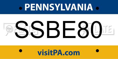 SSBE80 Pennsylvania License Plate