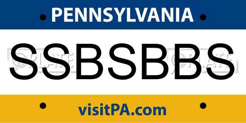 SSBSBBS Pennsylvania License Plate