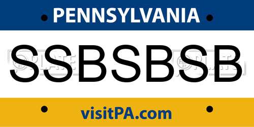 SSBSBSB Pennsylvania License Plate