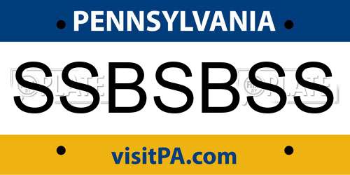 SSBSBSS Pennsylvania License Plate