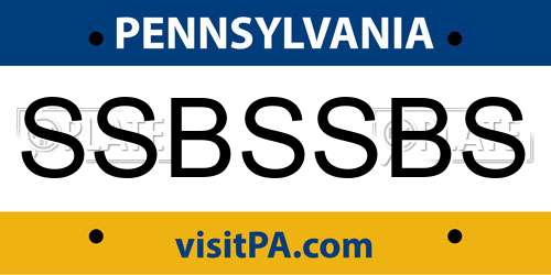 SSBSSBS Pennsylvania License Plate