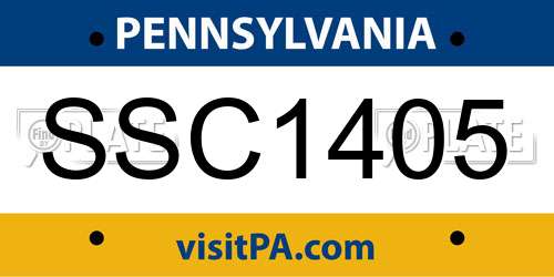 SSC1405 Pennsylvania License Plate