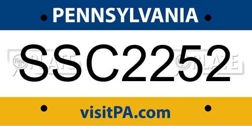 SSC2252 Pennsylvania License Plate