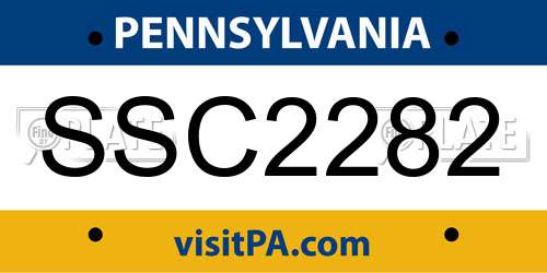 SSC2282 Pennsylvania License Plate