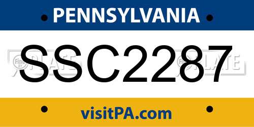 SSC2287 Pennsylvania License Plate