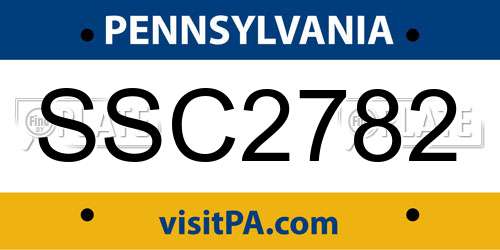 SSC2782 Pennsylvania License Plate