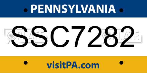 SSC7282 Pennsylvania License Plate