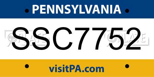 SSC7752 Pennsylvania License Plate