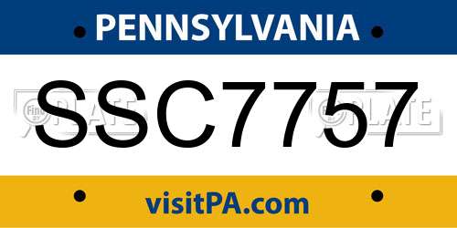 SSC7757 Pennsylvania License Plate