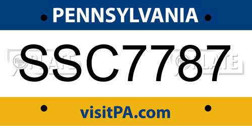 SSC7787 Pennsylvania License Plate