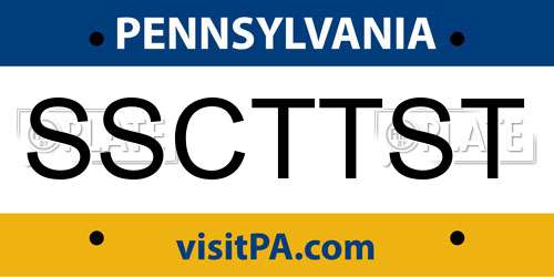 SSCTTST Pennsylvania License Plate