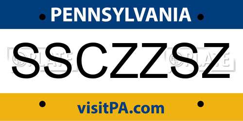 SSCZZSZ Pennsylvania License Plate