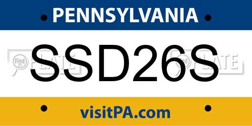 SSD26S Pennsylvania License Plate