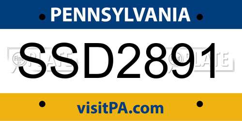 SSD2891 Pennsylvania License Plate