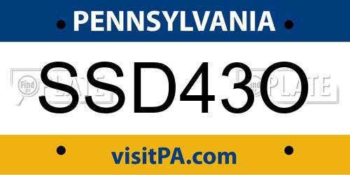 SSD43O Pennsylvania License Plate