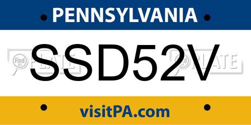 SSD52V Pennsylvania License Plate