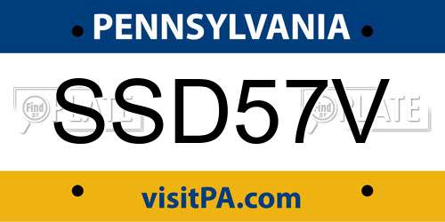 SSD57V Pennsylvania License Plate