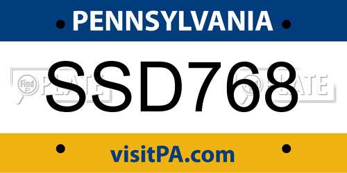SSD768 Pennsylvania License Plate