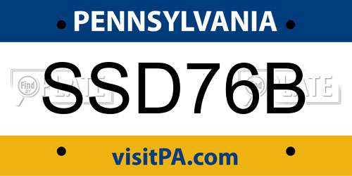 SSD76B Pennsylvania License Plate