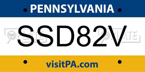 SSD82V Pennsylvania License Plate