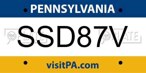 SSD87V Pennsylvania License Plate