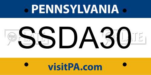 SSDA30 Pennsylvania License Plate